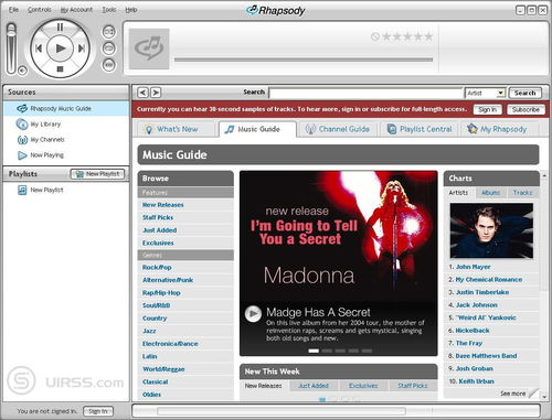 Real Rhapsody音乐下载软件界面设计欣赏